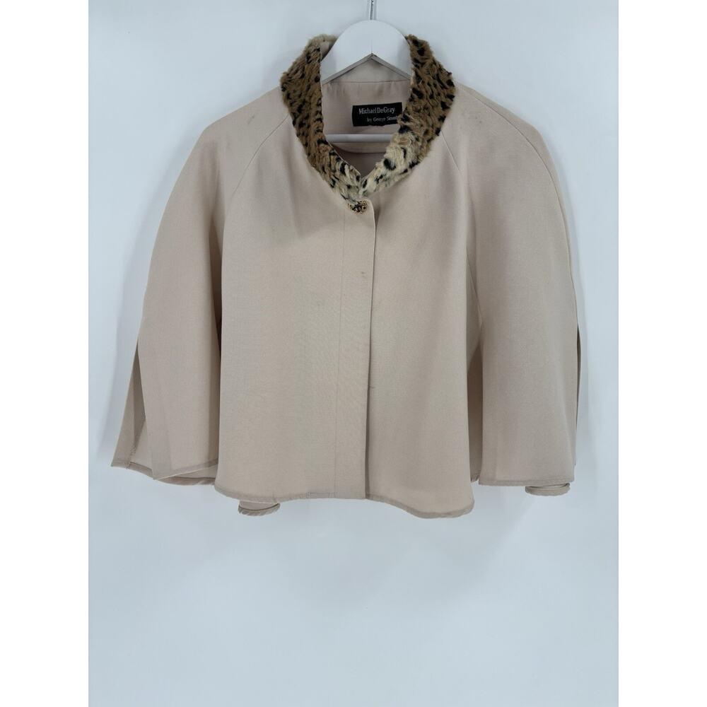 Vintage Cape Jacket Small Beige Michael DeGray - George Simonton Animal Print